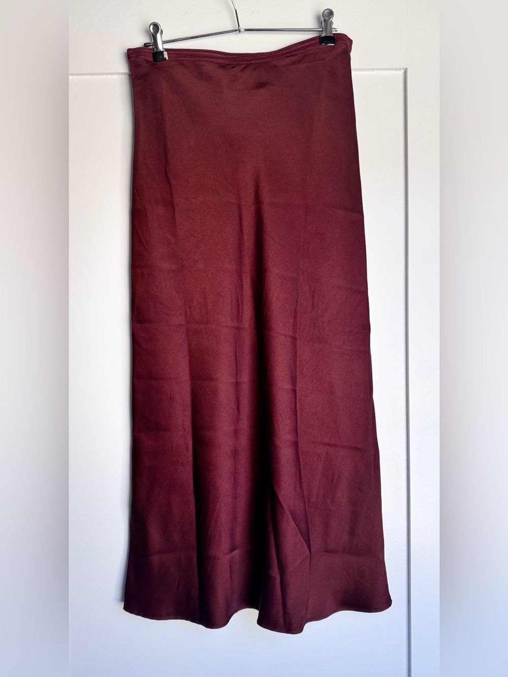 ANINE BING Bar Silk Skirt Bordeaux Burgundy 100% Silk Midi Size M - Picture 7 of 14